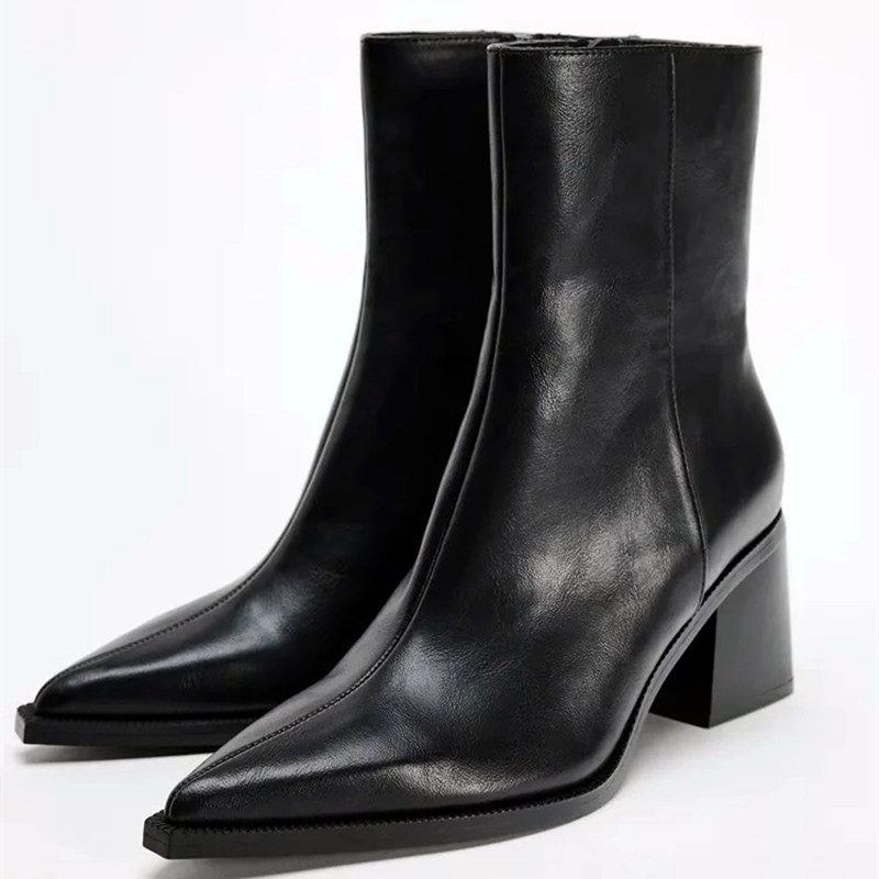Sock Boot Women - Chunky Heel Soft Leather Chelsea Boots
