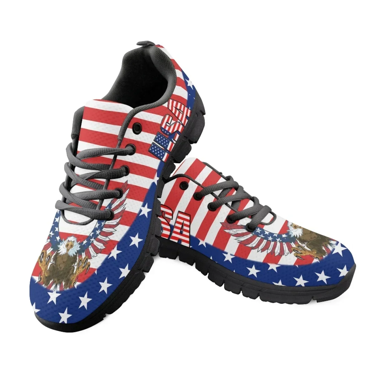 Women Shoes Tennis - American Independence Day Round Toe Mesh