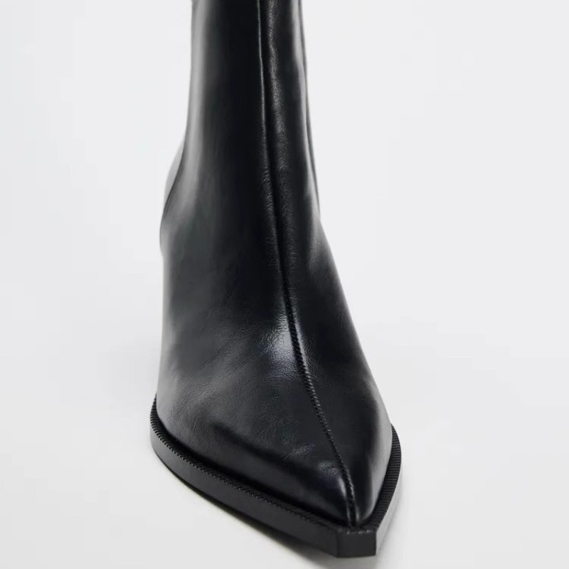 Chunky Heel Soft Leather Chels - Sock Boot Women review and price