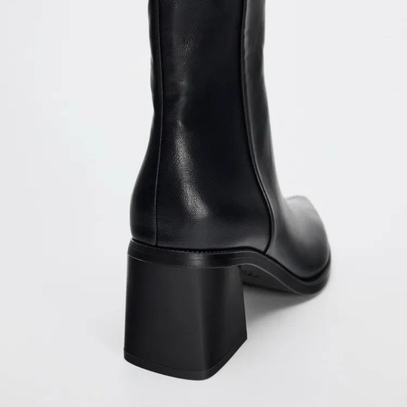 Chunky Heel Soft Leather Chels - Sock Boot Women review and price