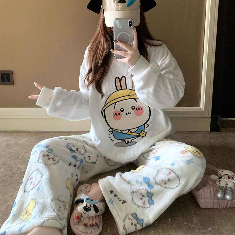 Cartoon Usagi Fleece Pajama Se - Women Shoes Xxl review and price
