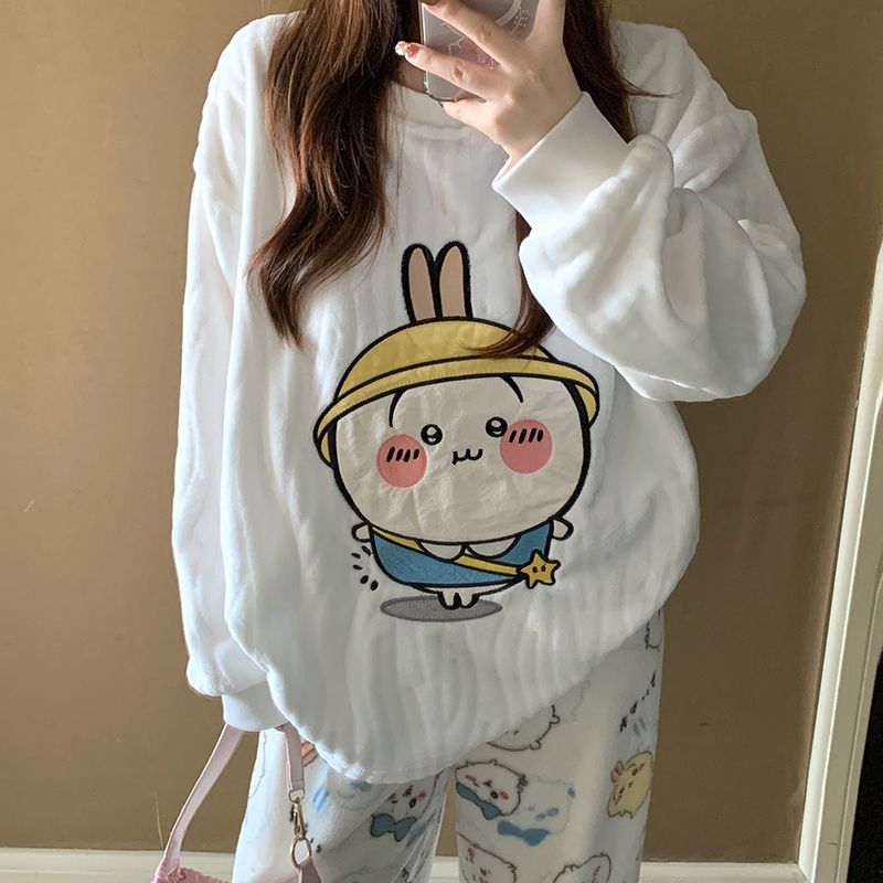 Cartoon Usagi Fleece Pajama Se - Women Shoes Xxl review and price