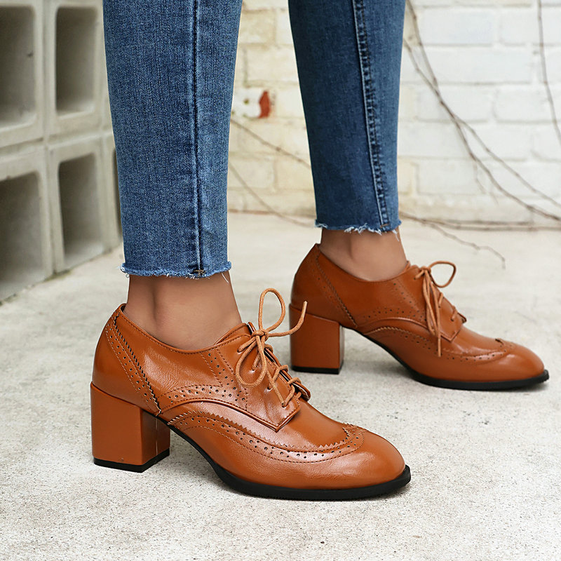 Plus Size 36-48 Brown Black Co - Oxford Lace Up Women review and price